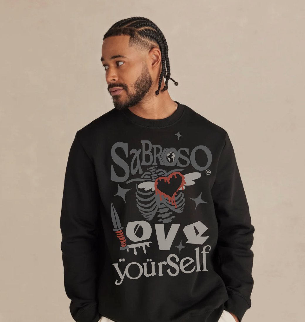 Sabroso Nomad Love Yourself crewneck mockup, front